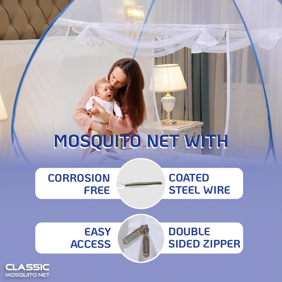 Classic Mosquito Net for Double Bed | King Size Foldable Premium Machardani