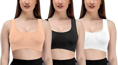 Women’s Multicolor Air Bra (Pack of 3) – Seamless Wireless Comfortable Stretch Everyday Wear Bra